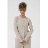 Cream gebreid vest met wol taupe
