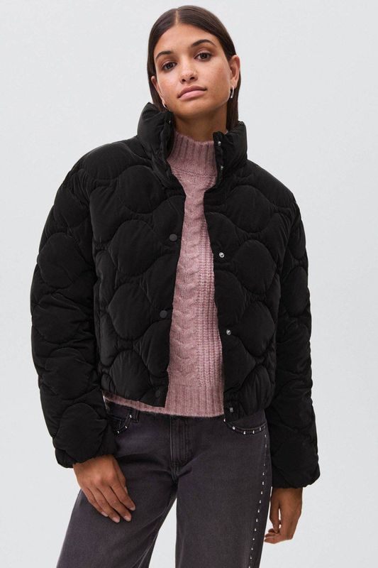 MANGO TEEN gewatteerde jas zwart