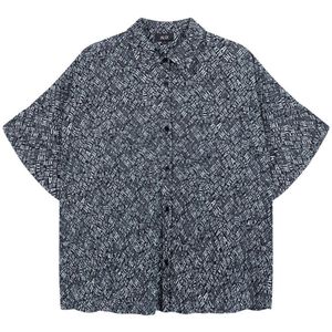 Alix the Label blouse met tekst zwart/wit