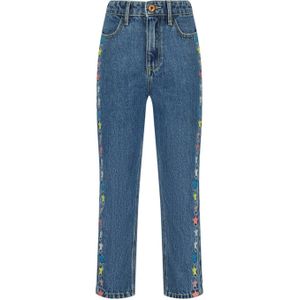 Vingino straight fit jeans met sterren mid blue wash