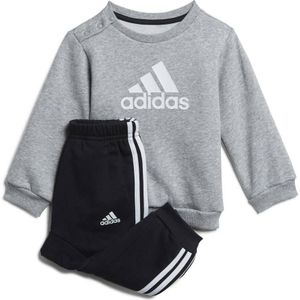 adidas Sportswear joggingpak grijs melange/wit/zwart