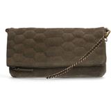 Manfield suede clutch olijfgroen