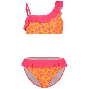 Just Beach crop bikini met ruches oranje/roze