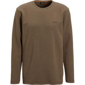 BOSS regular fit longsleeve Tempesto met logo en textuur open brown