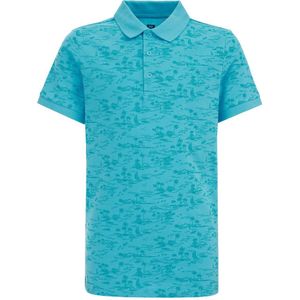 WE Fashion polo met all over print blauw