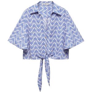 Mango blouse met all over print blauw/wit
