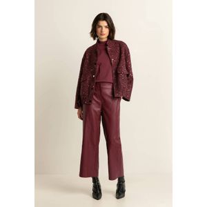 Expresso imitatieleren wide leg high waist culotte donkerrood