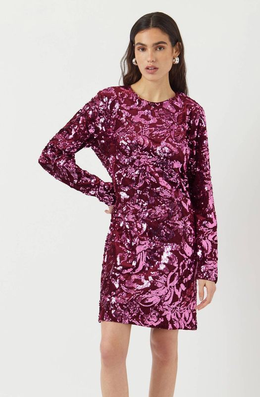 Y.A.S korte jurk met pailletten roze