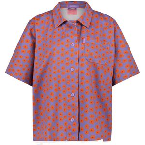 Ellastiek gebloemde blouse Janine paars/oranje