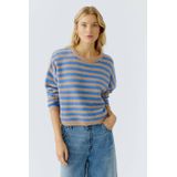 OUI gestreepte pullover met wol blauw