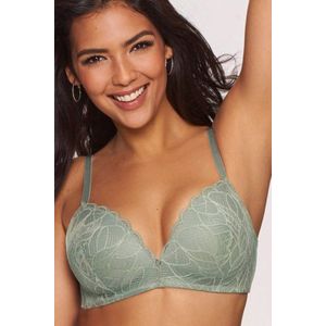 Lascana - ALICIA - Bralette-bh - Salie - Zonder Beugel - Fijn Kant met Bladerenmotief
