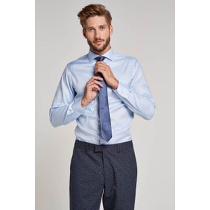 Profuomo Slim Fit Strijkvrij Overhemd Blauw Twill Two-ply