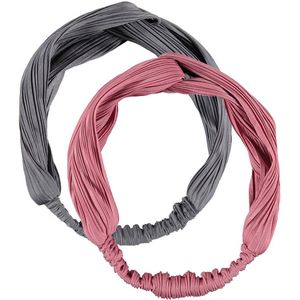 Sarlini haarband - set van 2 grijs/roze