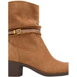 Graceland - Enkellaarsjes - Cognac - Blokhak - Imitatiesuède