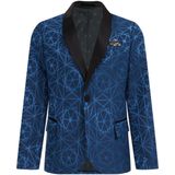 WE Fashion colbert met all over print blauw/zwart