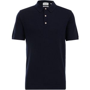 WE Fashion gebreide polo van merinowol royal navy