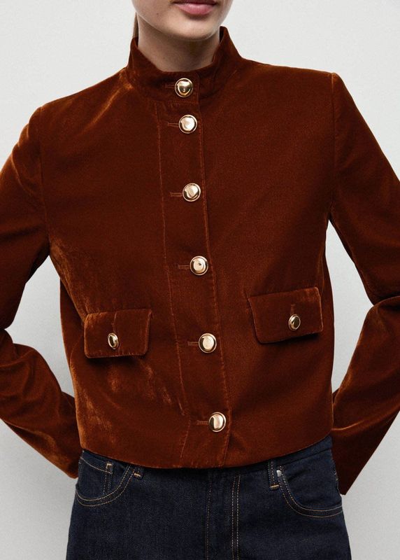 Mango fluwelen jasje donker oranje