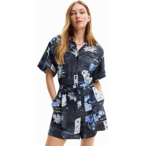 Desigual playsuit met all over print donkerblauw/lichtblauw