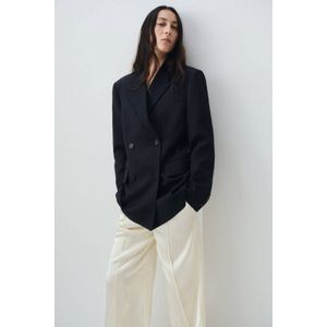 Mango oversized blazer met krijtstreep marineblauw