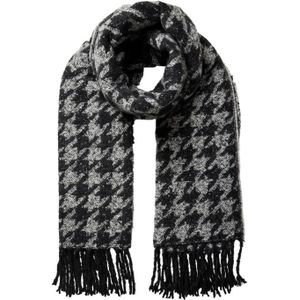 PIECES sjaal PCPYRON met pied-de-poule print zwart/grijs