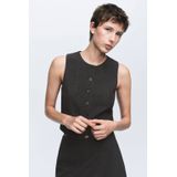 Mango geruit gilet grijsbruin