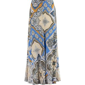 Expresso maxi rok met all over print blauw/grijs/ecru