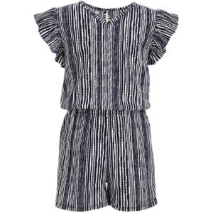 WE Fashion playsuit met all over print donkerblauw/wit
