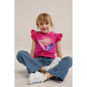 WE Fashion T-shirt met printopdruk roze/multicolor