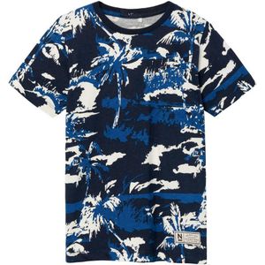 NAME IT KIDS T-shirt NKMZANULLE met all over print donkerblauw/blauw