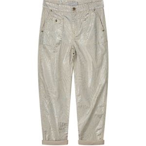 Summum metallic coated high waist loose jeans met all over print ecru/goud