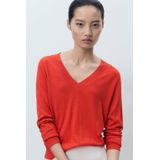 Mango - Gebreide Trui - Donker Oranje - Fijn Gebreid