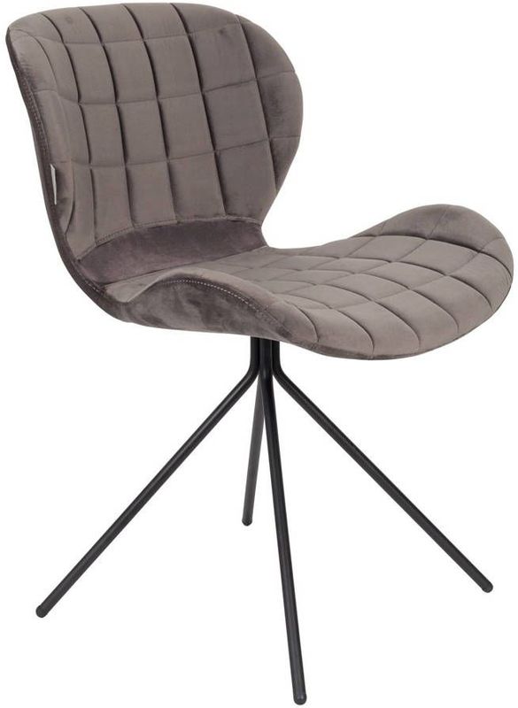 Zuiver - OMG Velvet - Eetkamerstoelen - Grijs - Fluweel - Set van 2