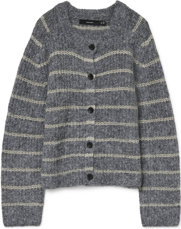 VERO MODA - VMAWESOME - Gebreid Vest - Beige / Donkergrijs