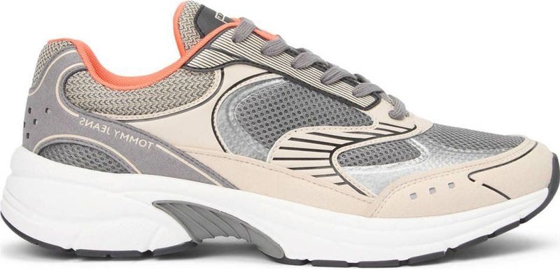 Tommy Jeans - ARCHIVE - Sneakers - Beige - Donkergrijs - Neonoranje