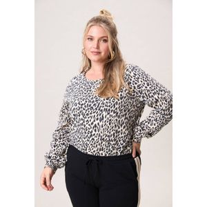 Miss Etam Plus top met panterprint beige