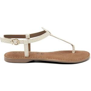 Lazamani leren sandalen ecru