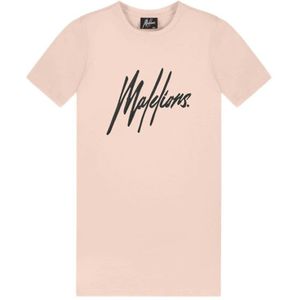Malelions T-shirtjurk met logo lichtroze/zwart