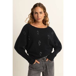 Expresso pullover met wol zwart met pailletten