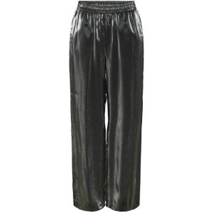 PIECES high waist straight fit broek zilver