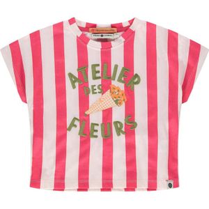 Stains&Stories gestreept T-shirt fuchsia/wit