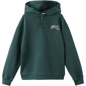 Mango Kids hoodie met backprint donkergroen