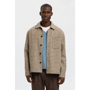 SELECTED HOMME geruit overshirt bruin