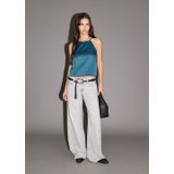 MANGO TEEN satijnen haltertop blauw