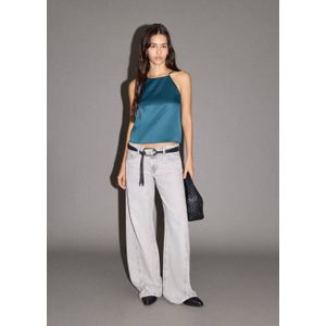 MANGO TEEN satijnen haltertop blauw