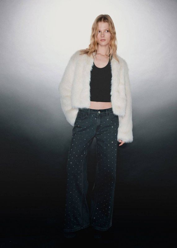 MANGO TEEN Wide leg wide leg jeans grey denim