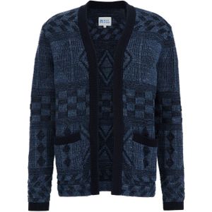 WE Fashion gebreid vest met ingebreid patroon heavy blue