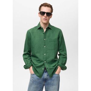Mango Man linnen casual overhemd groen