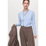 Mango - Trui - Lichtblauw - 100% Katoen - Lange Mouwen