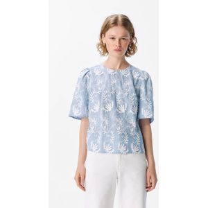 OBJECT Blouse 'MYA'  lichtblauw / wit