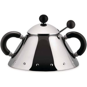 Alessi Suikerpot - met lepel - 9097 B - Zwart - 200 ml - door Micheal Graves